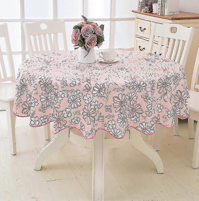 Round Vinyl Lace Tablecloth Waterproof Pvc Plastic Tablecloth