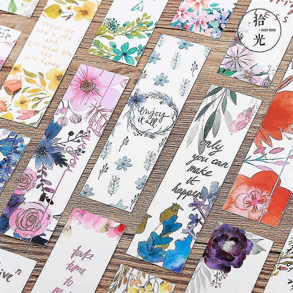 30pcs/box Beautiful Flower Bookmarks Message Cards Book Notes Paper Page Holder For Books School