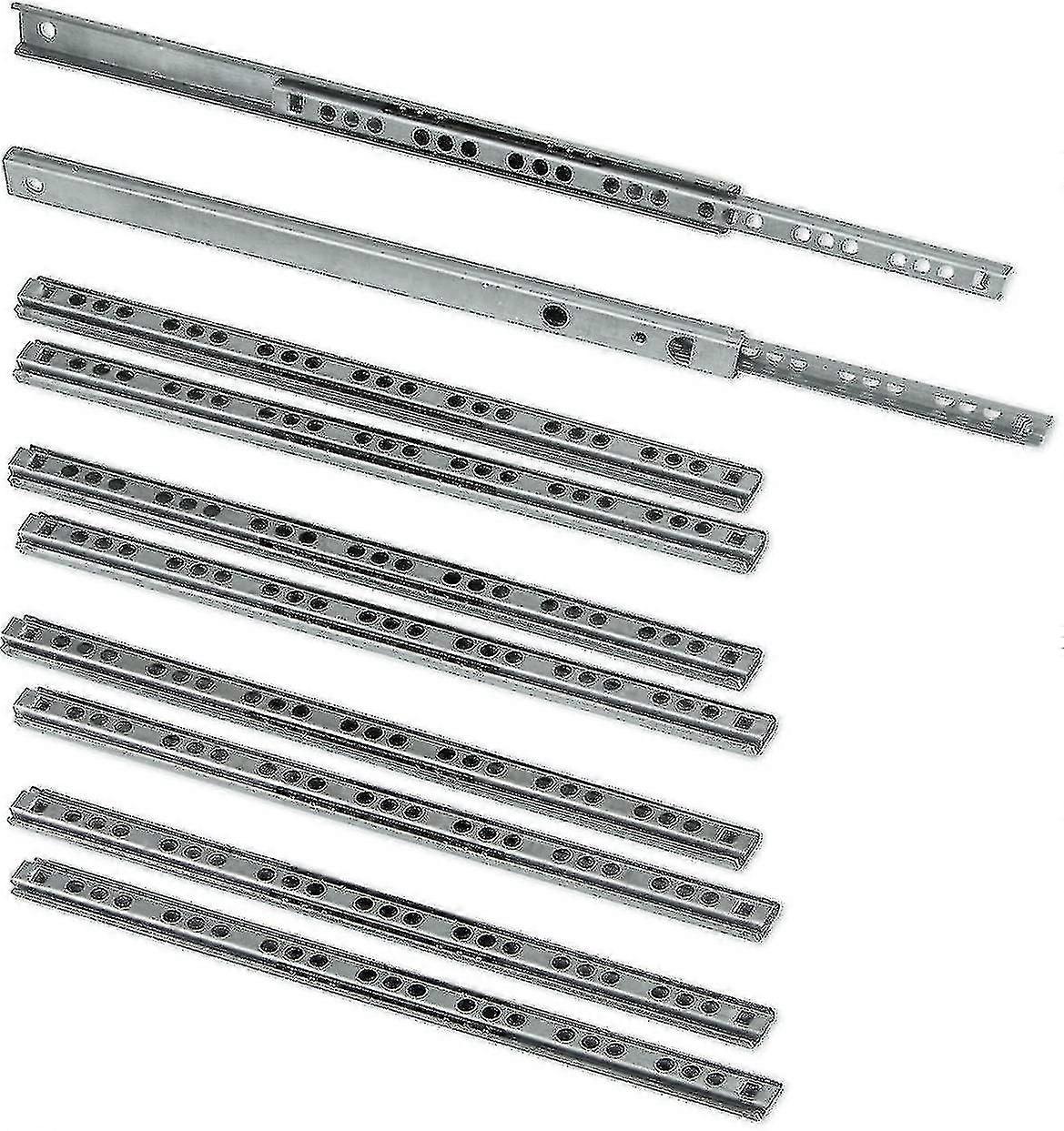 Pack Of 5 Pairs (10 Pieces) Slides/ball Slides Extract Part 17mm X 278mm For Drawer, Zinc Plated