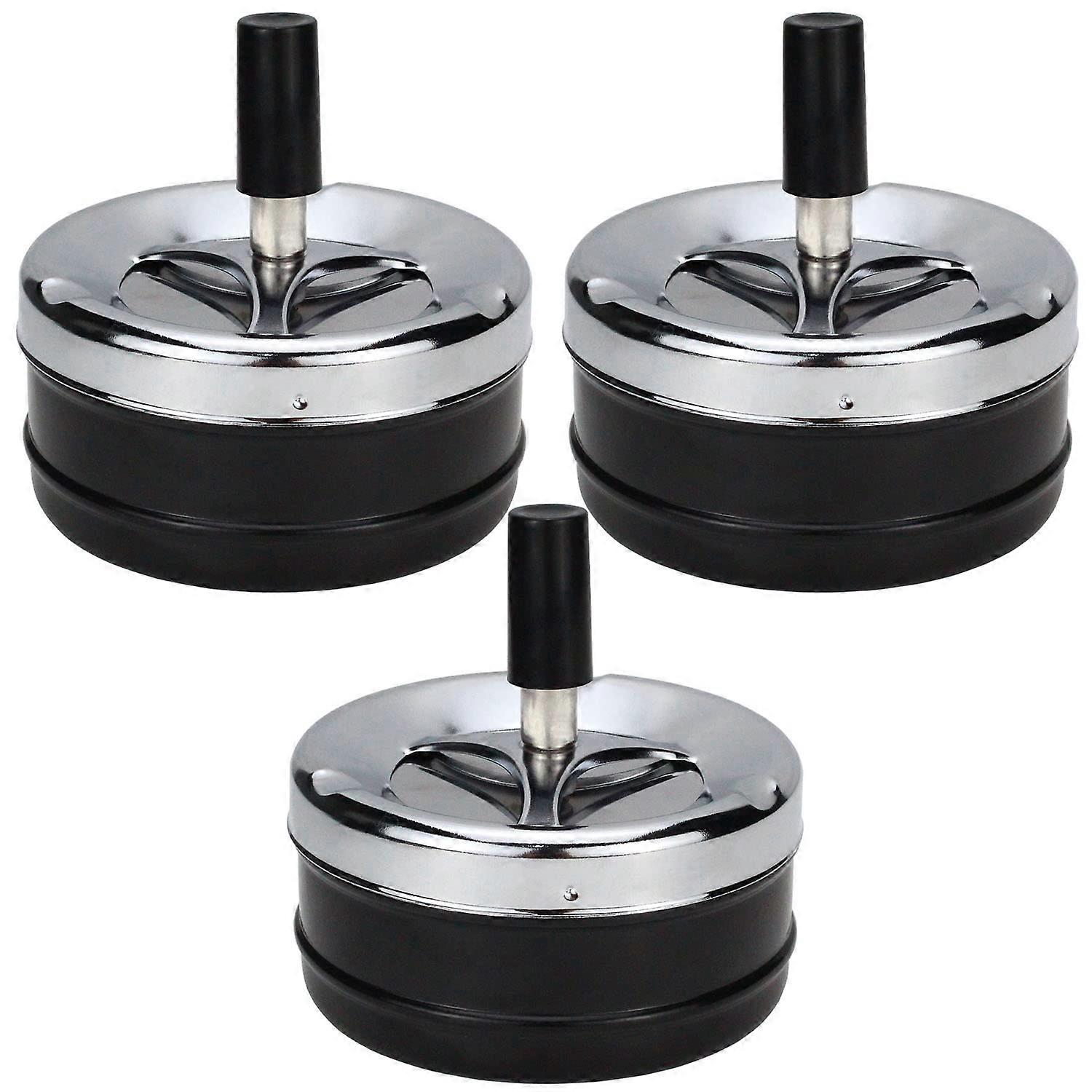 3PCS Ashtray Ashtray Round Push Down Cigarette Ashtray with Tray Spinning Ashless Ashtray Modern Ashtray Rotating