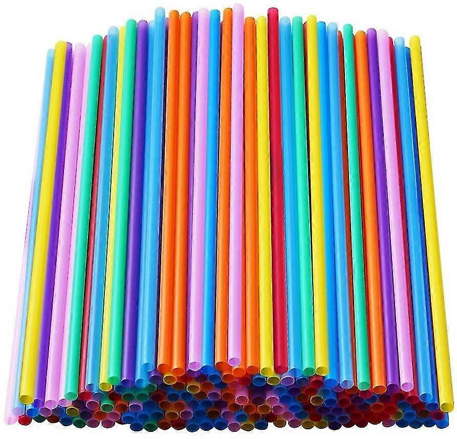 500Pcs Colorful Plastic Long Disposable Drinking Straws