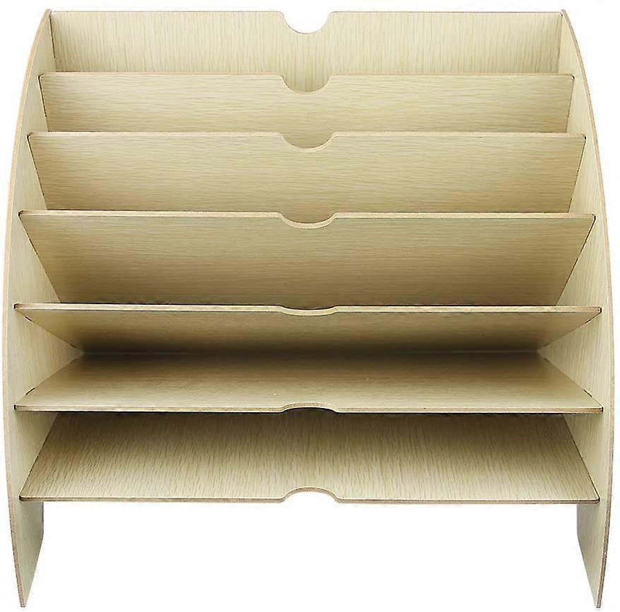 File Organizer, Wooden File Sorter Desk Paper Filing Storage for A4 Paper, Magazine and Document(34 * 28 * 28cm)