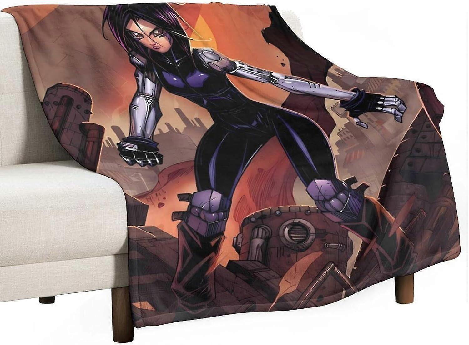 Alita-Battle-Angel 3D Printed Blanket Anti-Pilling Flannel Material The Blanket Has A Delicate Feel Full Color Printing -DS20637