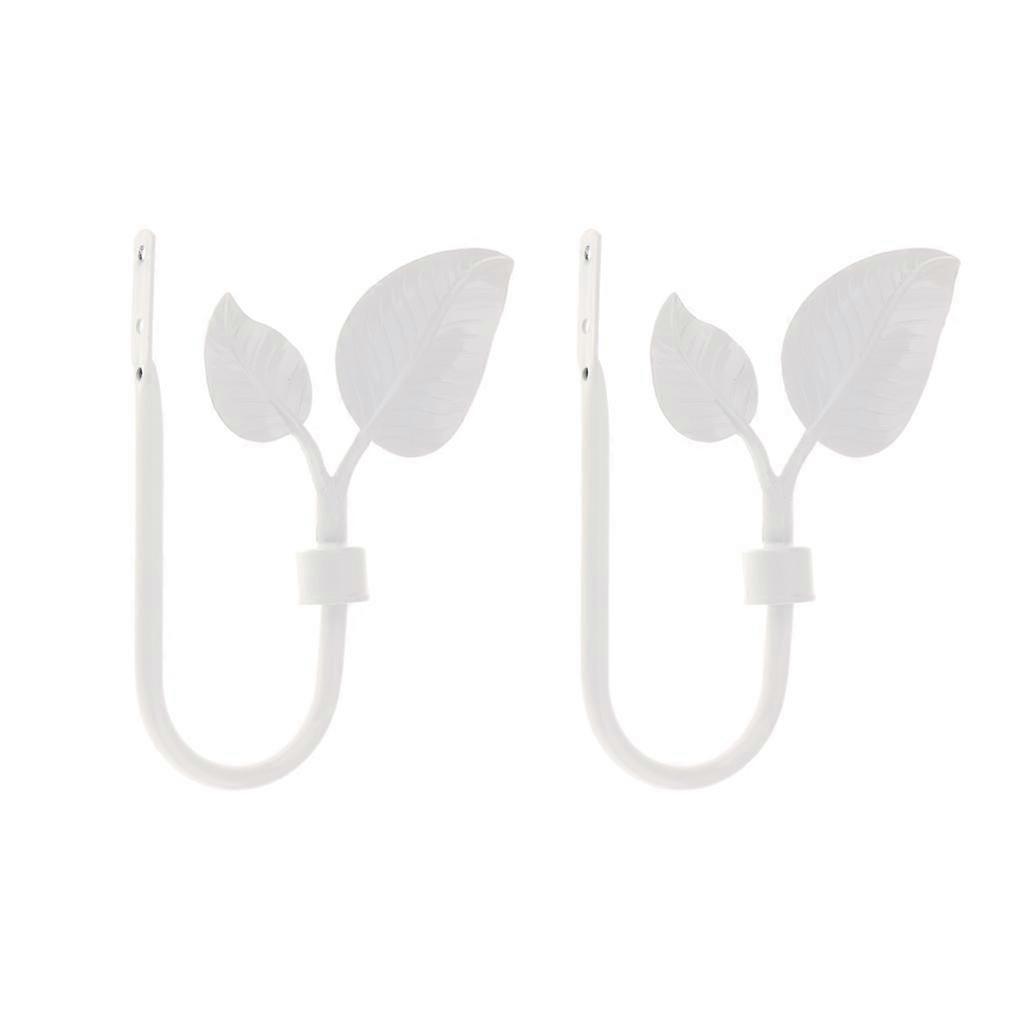 2piece U Shape Metal Leaf Curtain Hook Window Drapery Tieback Hanger  White