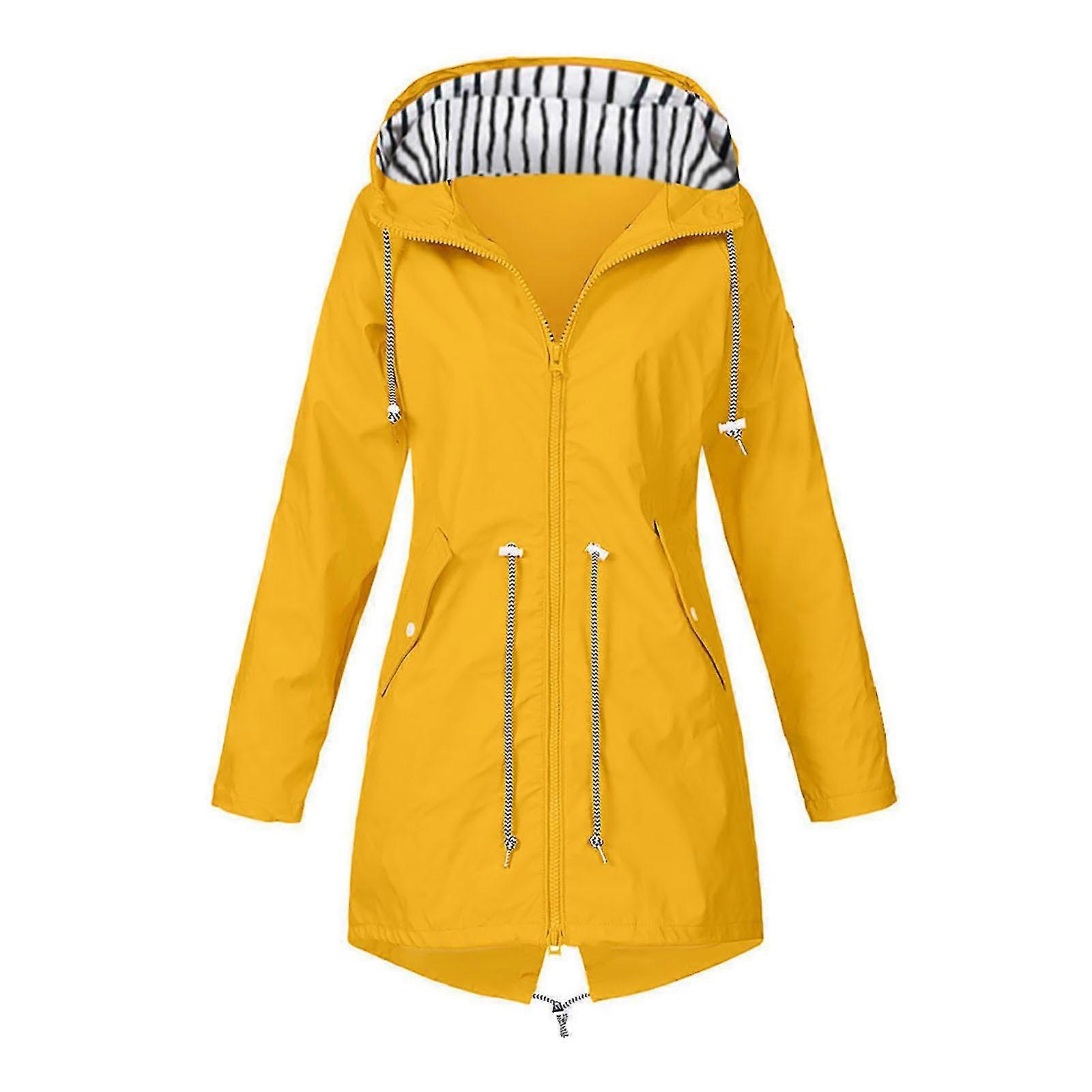 Damen Solid Rain Jacket Outdoor Jacken Hooded Raincoat Winddicht
