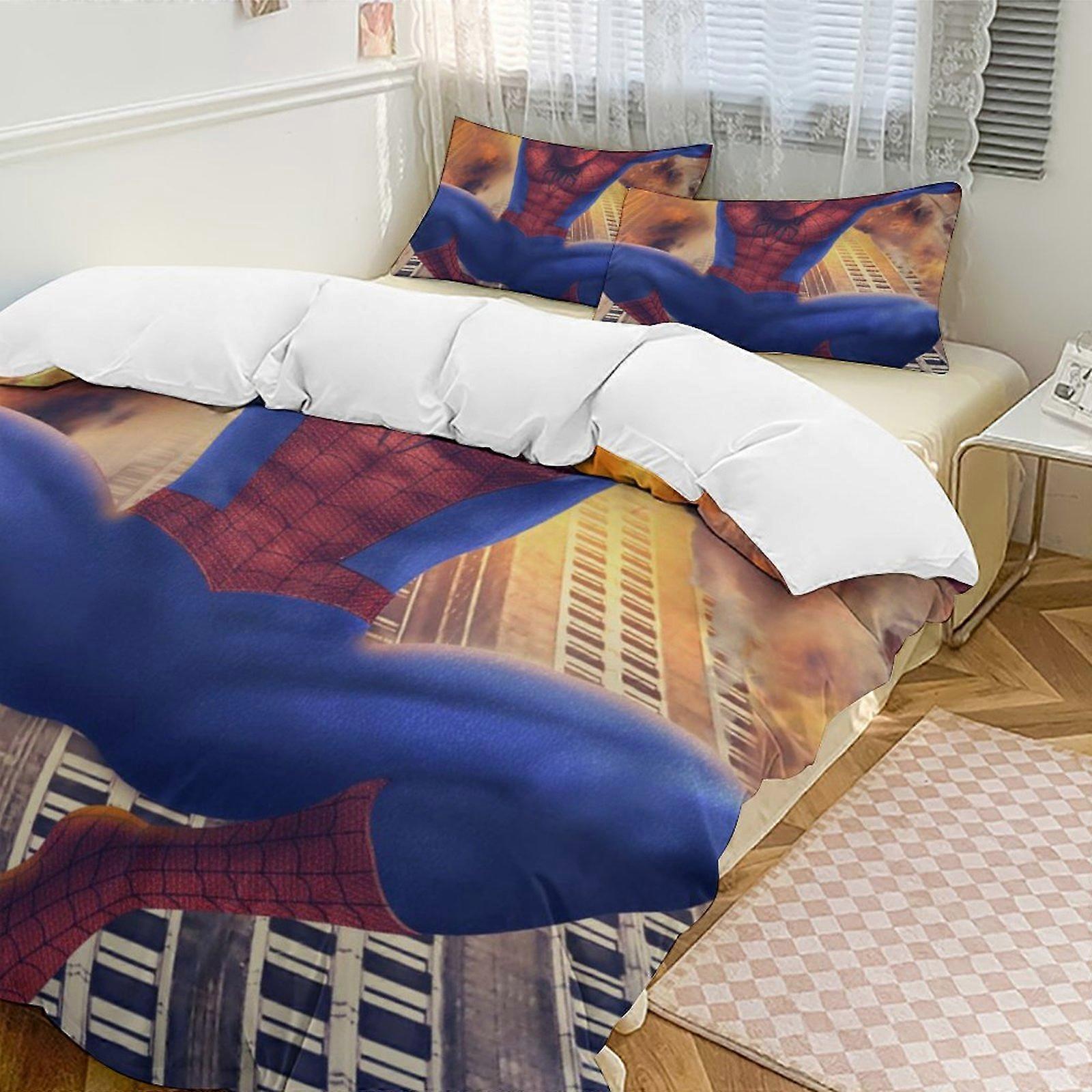 Zm608 Spider-Man 3-Piece Twin Bed Set - Includes 1 Single Quilt And 2 Pillow Cases Bedding - Fade Resistant Microfiber Lc608