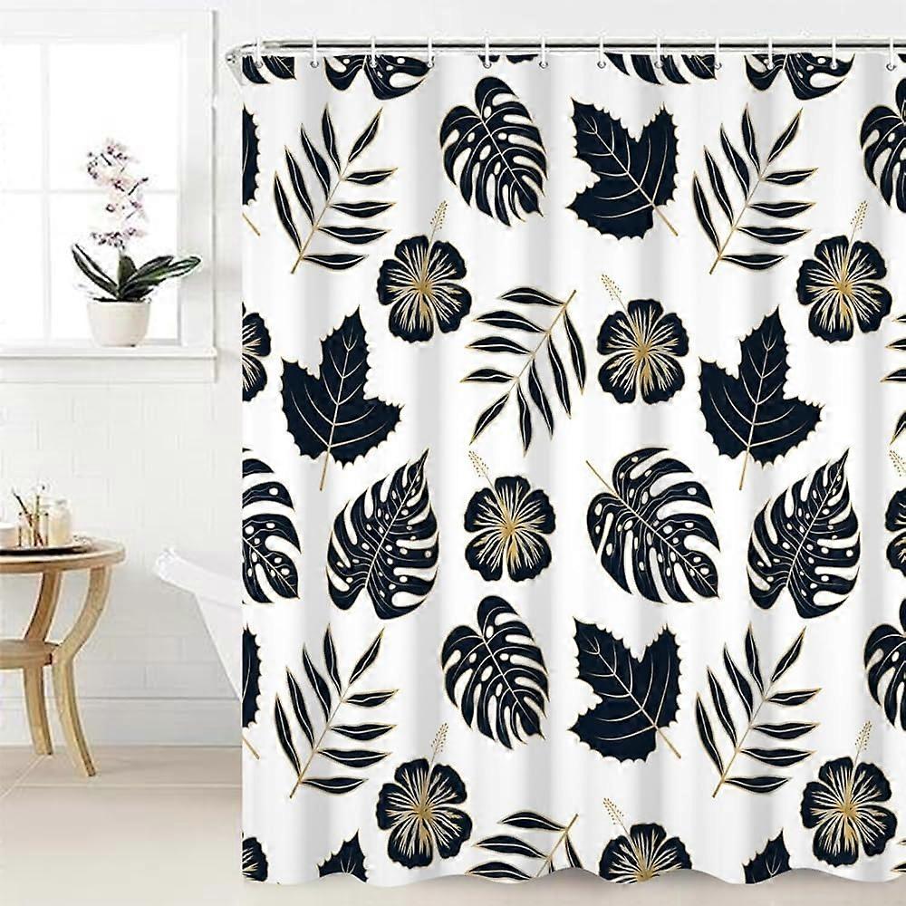 Linki Rideau de douche en feuilles de palmier bleu Été Tropical Hawaii Plantes Érable Eucalyptus Flo