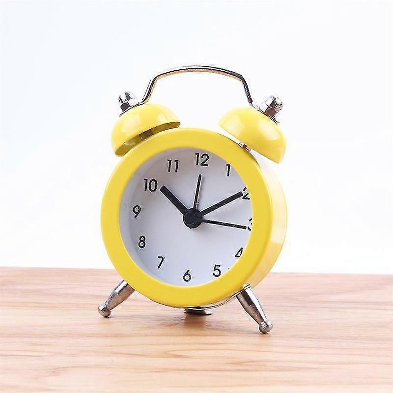 2pcs 2inchミニかわいいカチカチ音をたてないヴィンテージレトロなアナログツインベル目覚まし時計重い寝台車のための大音量のベル