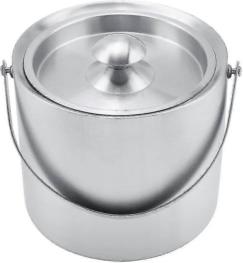 rustfritt stål isolert dobbeltvegget isbøtte med deksellokk og håndtak for bryllupsfester piknik (3l)