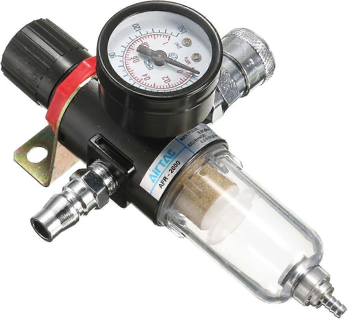 Afr-2000 1/4 Air Compressor Filter Water Separator Trap Tools Kit With Regulator Gauge