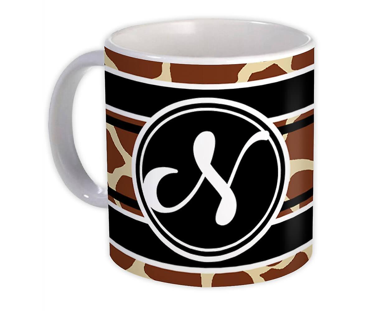 Gift Mug: Monogram Letter N Giraffe