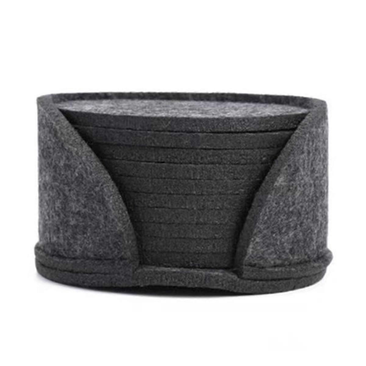 50PCS Round Felt Coaster Dining Table Protector Pad Heat Resistant Cup Mat Coffee Tea Hot Drink Mug Placemat,Dark Gray
