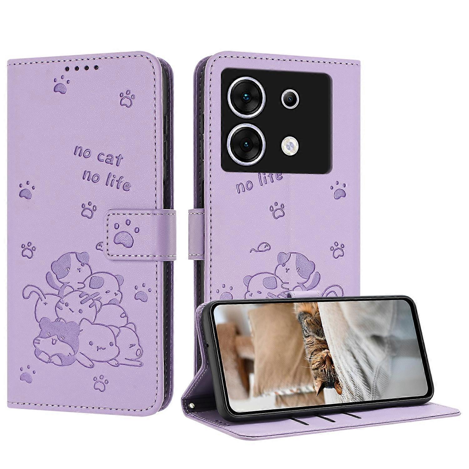 Embossed Kitten PU Case For Infinix Zero 30 5G
