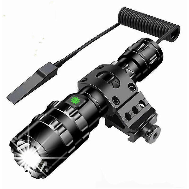 Tactical Flashlight 3000 Lumens Super Bright L2 LED Flashlight USB Rechargeable 5 Lighting Modes Picatinny Rail Mount and Pressure Switch for Outdoor