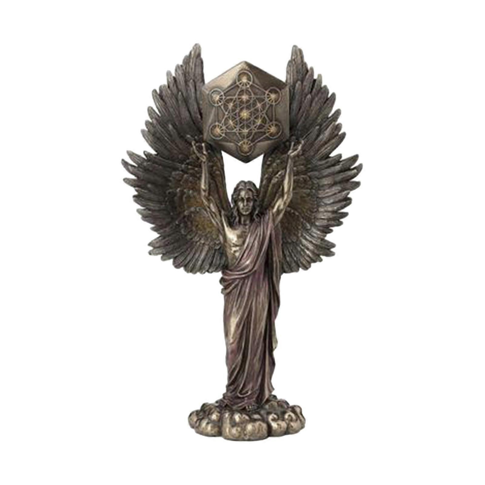 100% New,bronzed Seraphim Six-winged Guardian Angel With Sword And Serpent Big Wings