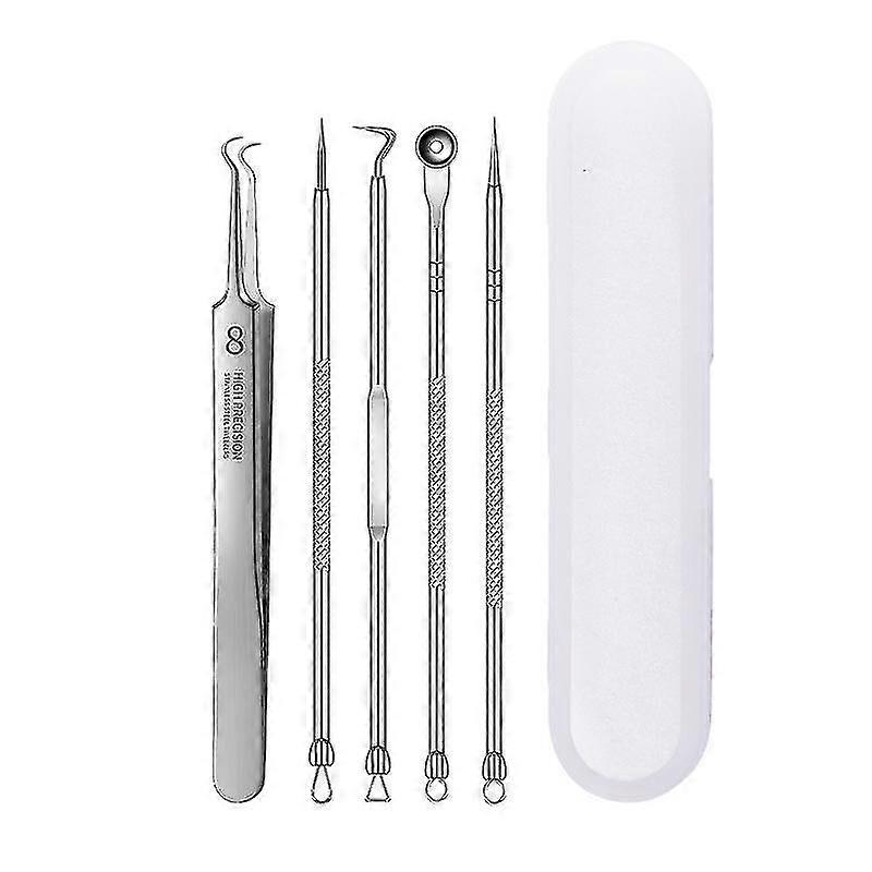 5 Pcs Blackhead Remover Tool Professional Spot Pimple Comedone Extractor Tweezers