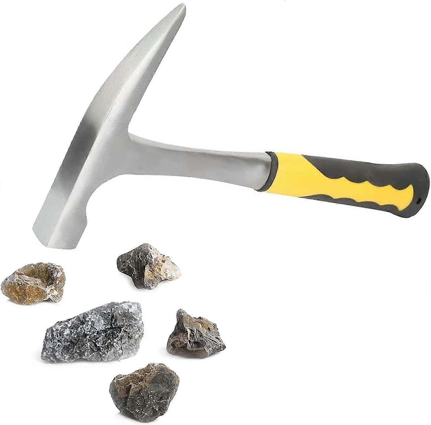 Double Headed Duckbill Geology Hammer, Pointed Mining Hammer, with Comfortable Rubber Handle