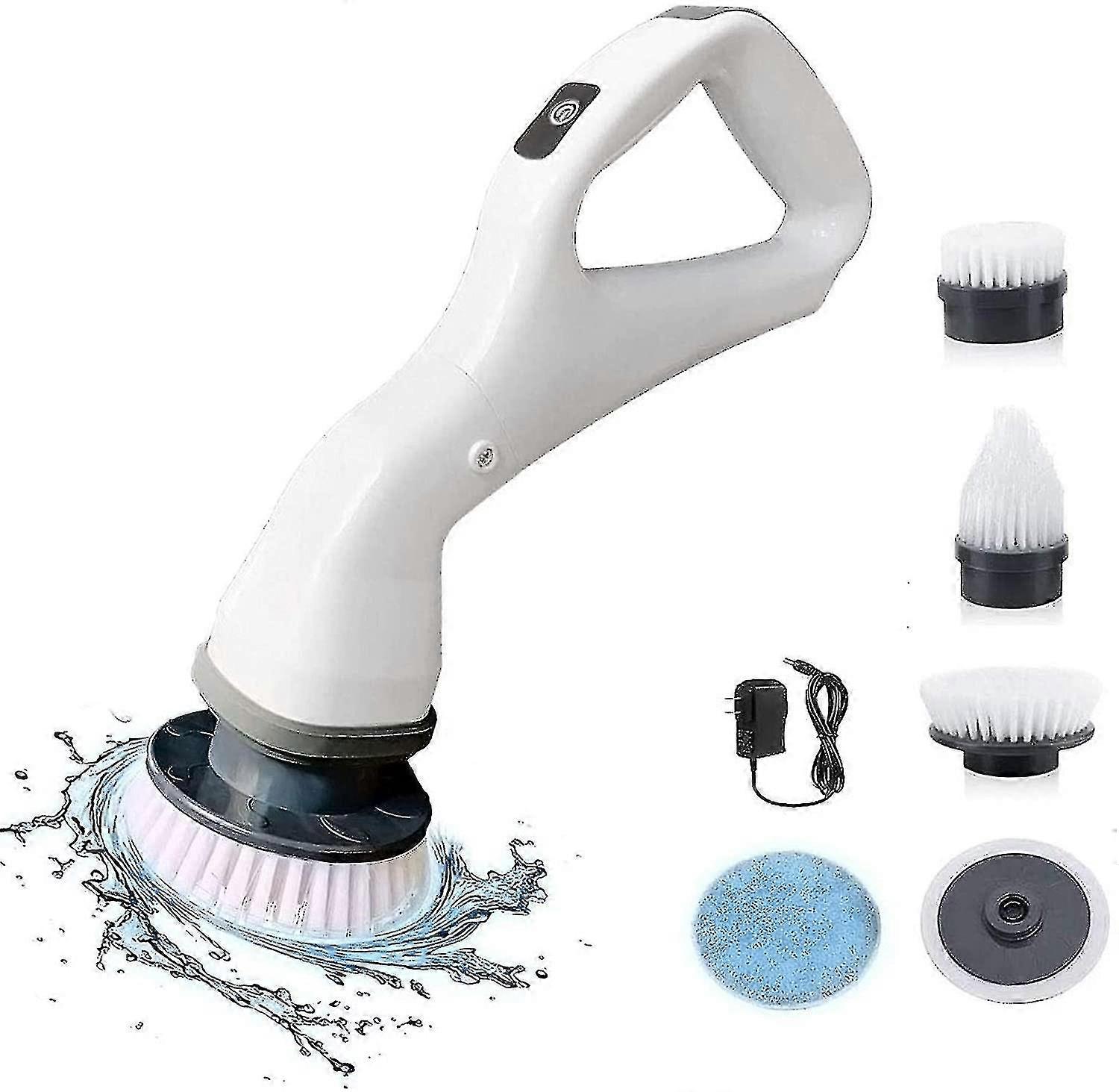 Electric Spin Scrubber Rechargeable, Scrubber With 4 Replaceable Cleaning Brush Heads
