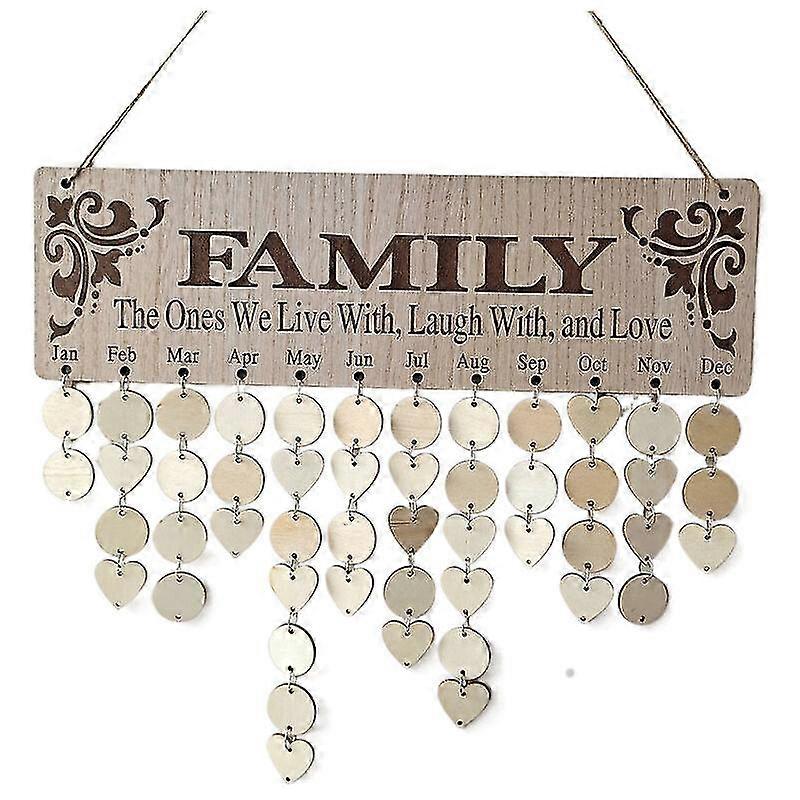 Calendar Birthday Reminder Wall Hanging Sign Plaque, With Wooden Ornaments Unfinished Wood Slices 50 Pcs Wooden Discs, Diy Wood Crafts For Wooden Frie