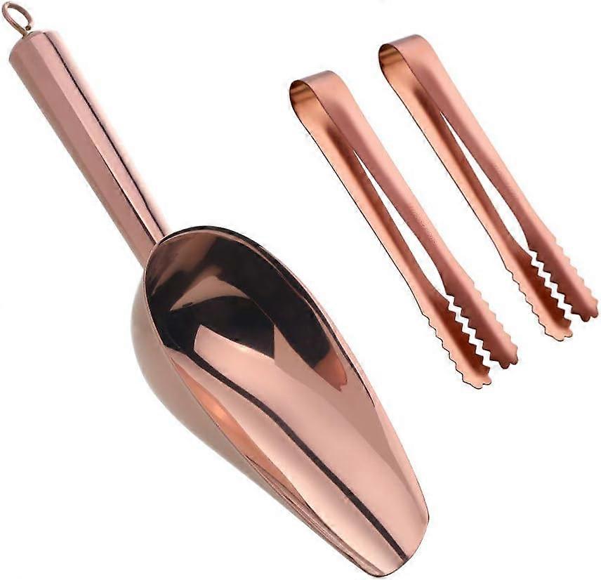 Stainless Steel Ice Scoop and Ice Tongs Small, Round Bottom Bar Ice Utility