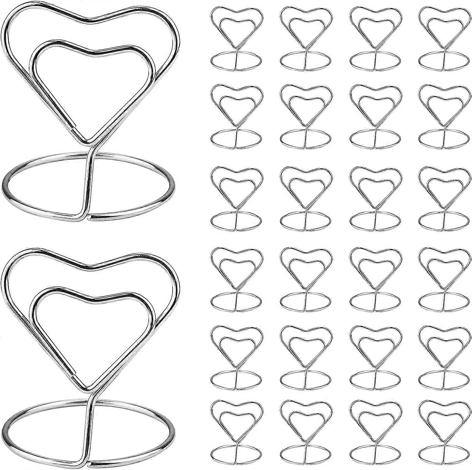 26pc Heart Place Card Holder Stand,Metallic Table Holders,Mini Table Card Holder