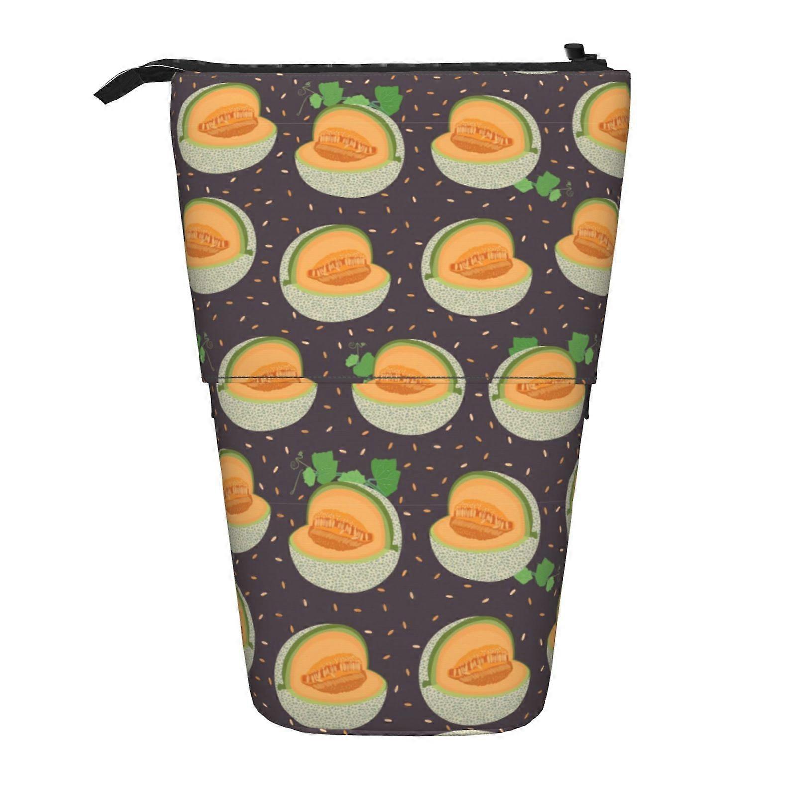 الكرتون الشمام الفاكهة نمط مقلمة الوقوف حقيبة قلم رصاص تلسكوبي مقلمة مع سحاب حقائب ماكياج محمولة