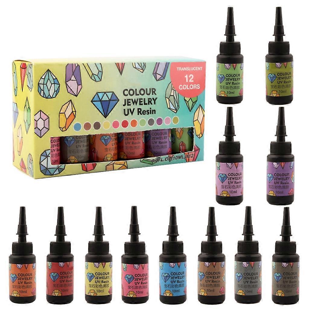 12Colors UV Resin Transparent Hard Type Resin Glue Quick Curing Epoxy Gel