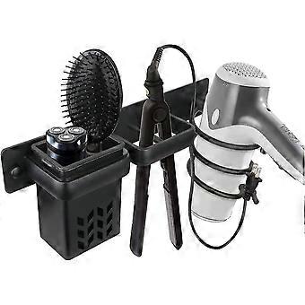 Hair Dryer Holder,hairdryer Station Accessories Organiser Wall Mounted Shelf Bracket Stand Hanger Straightener Blow Storage With Holes Rack Plug Hook