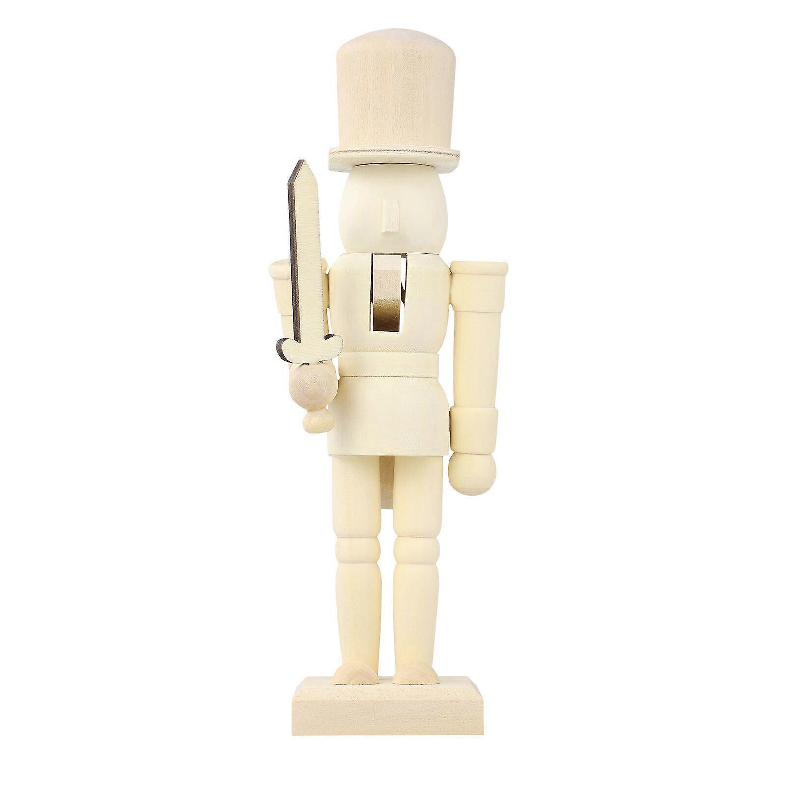 Paintable Nutcracker Unfinished Wooden Nutcracker Doll DIY Adornment Unpainted Nutcracker Soldier