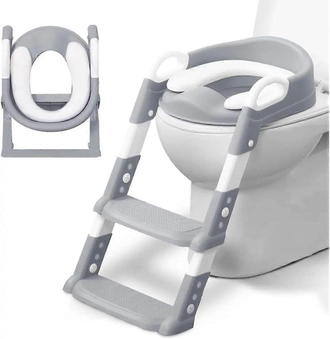 Easy-Assemble Potty Training Ladder Seat Adjustable for Easy Toilet Training with Steps, Handle, and Soft Cushion Design - Non-Slip for Toddlers and C