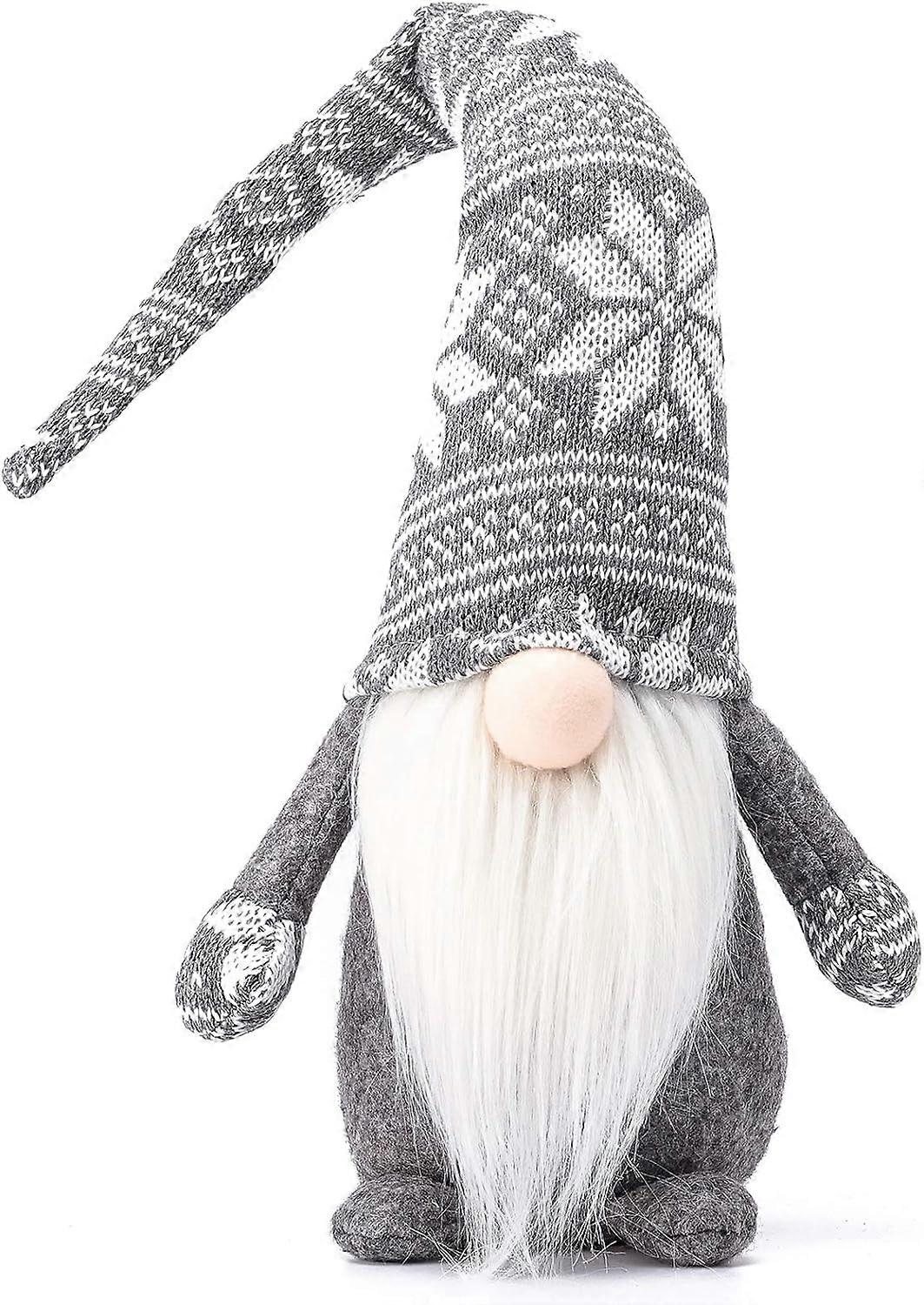 Holiday Gnome Handmade Swedish Tomato, Christmas Elf Decorative Ornament Thanksgiving Gift Swedish Gnome Tomte (Gray Snowflake - 48.26cm)