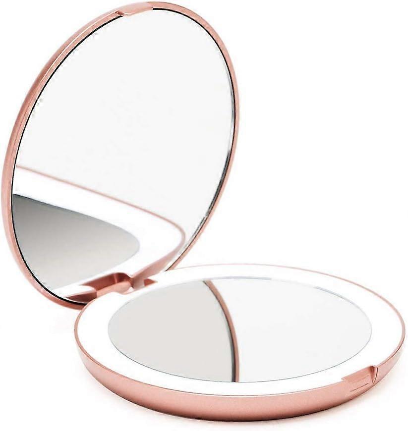 LED illuminated travel vanity mirror, 1x/10x magnification - Daylight LED, compact, portable, large illuminated folding 5" wide