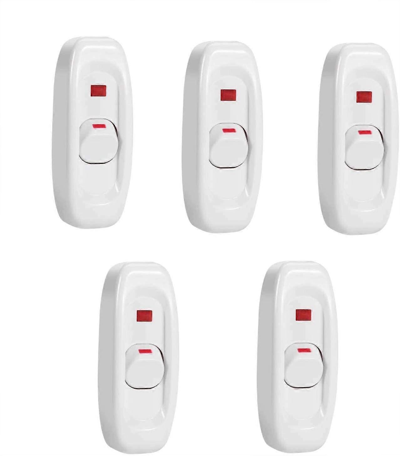 Line Light Switch, 5 Pcs AC 250V 10A Compact On/Off Rocker Switch Toggle Switch LED Cord Light Control Solder Lug Button(White)
