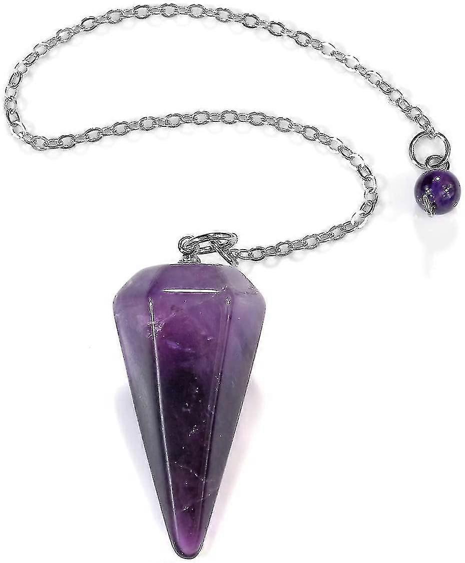 Natural Amethyst Gemstone Crystal Pendulum - Dowsing, Scrying, Healing Tw