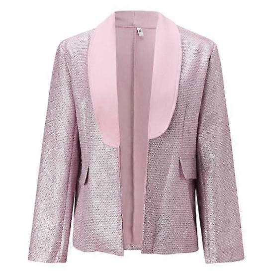 Sequin Jacket Coat Shawl Collar Women's Casual Blazer Suit