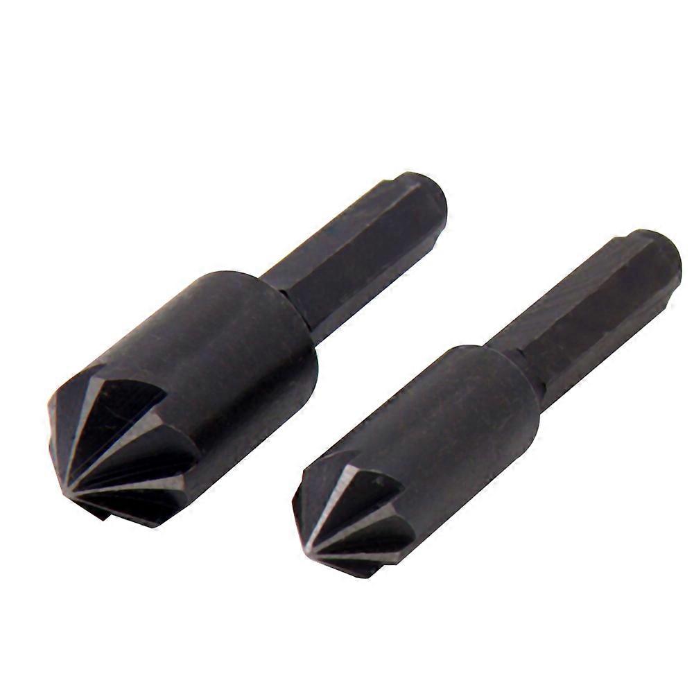 2Pcs Carbon Steel Chamfer Hex Handle Countersink Boring Set Drill Bit Tools