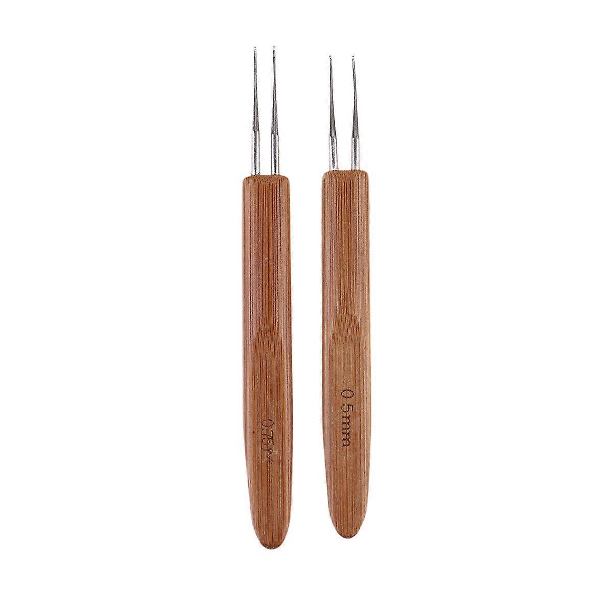 2pcs Bamboo Crochet Hook Dreadlocks Crochet Hooks Dreadlocks Knitting Needles Crochet Knitting Tools (Style 2)