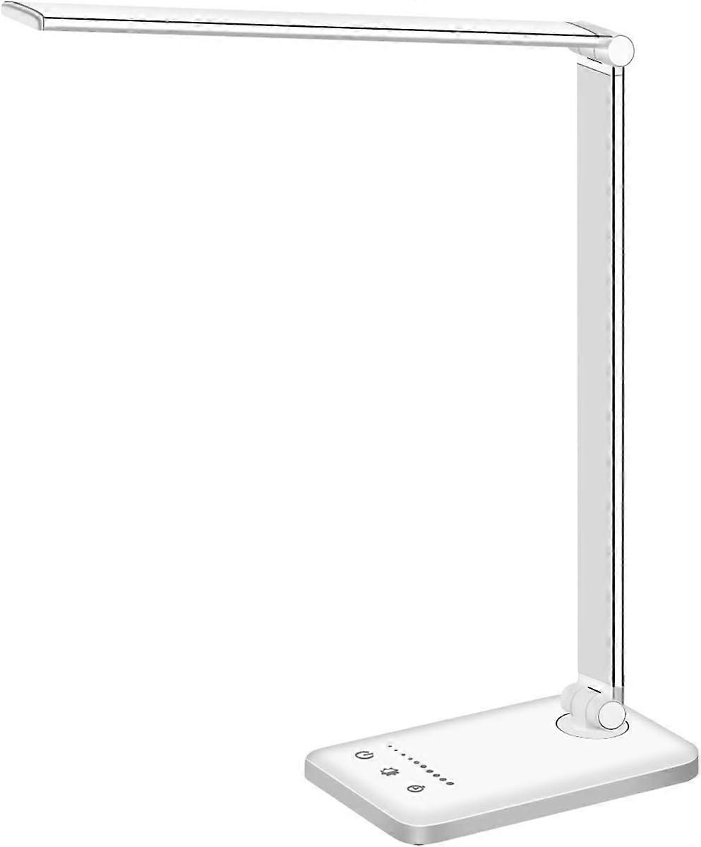 Silver LED Desk Lamp with USB Charging - 5 Modes 5 Brightness Levels Timer