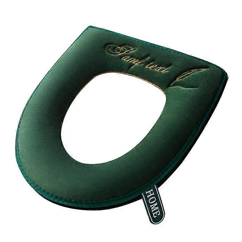 Toilet Seat Pad Ultra Soft Keep Warm with Flip Lid Handle Nordic Style Embroidery WC Paste Zipper Toilet Seat Lid Cover for Home JIKAIX