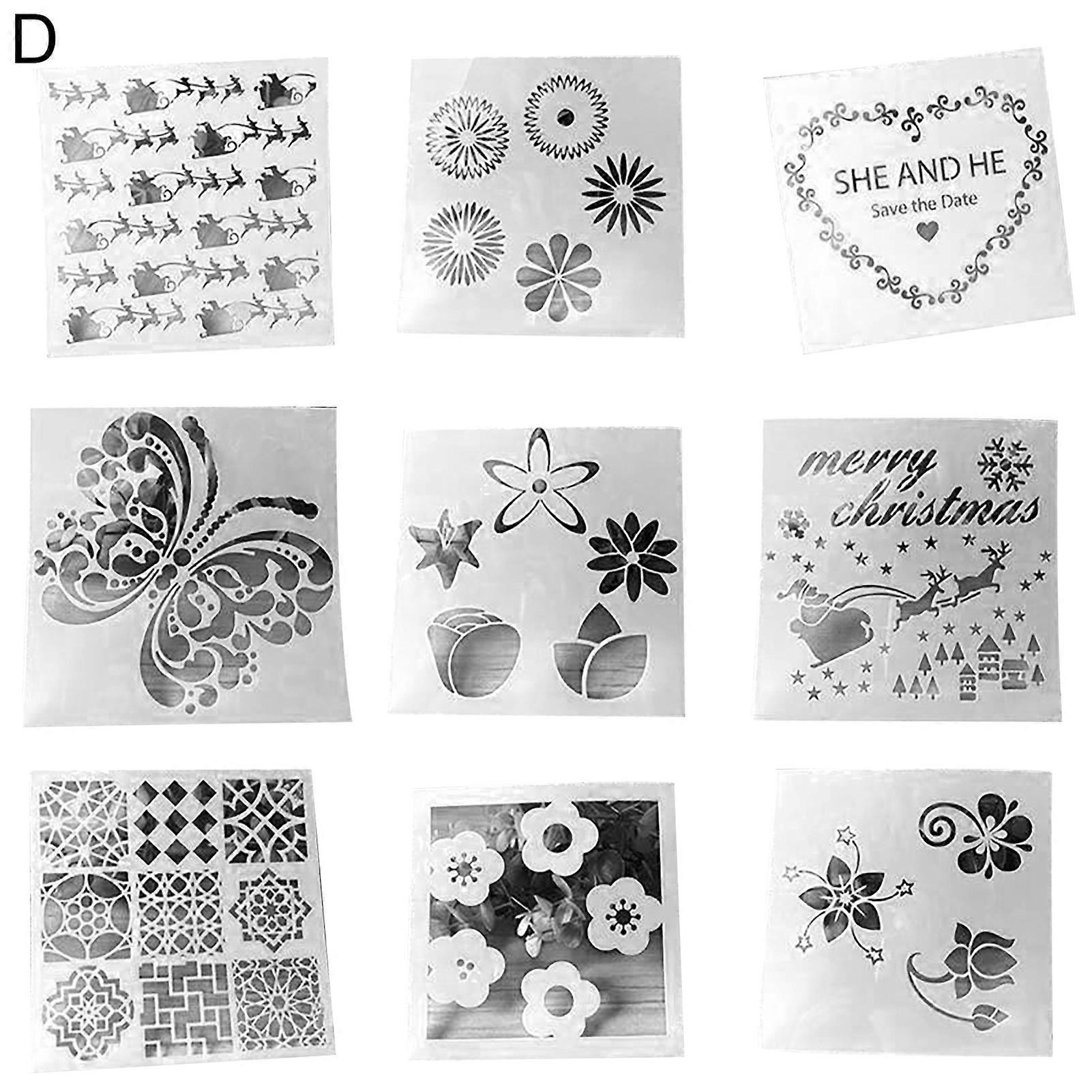 1 Set Painting Stencil Flower Pattern Multifunctional PET Paper Craft Painting Template for Wall Art