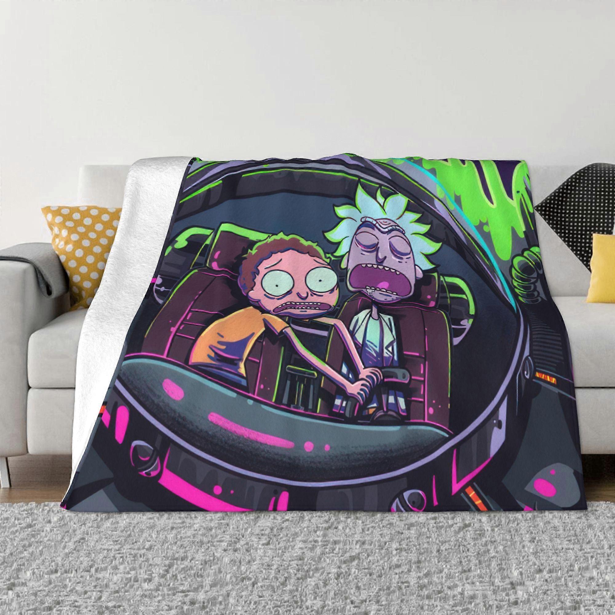 o1486 Rick and Morty Fleece Blanket Super Soft Cozy Throw Blanket , Lightweight Fuzzy Comfy Flannel Blanket xMT11065