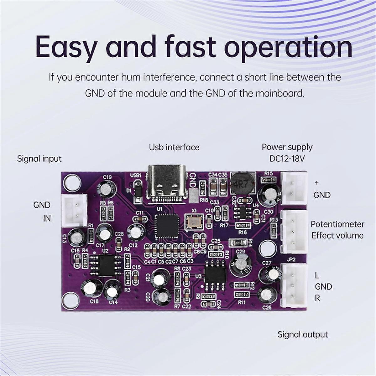 For Digital Reverb Circuit Module Voice Changer Eq Howling Control Frequency Shifter Effect Mixer Sound Effects