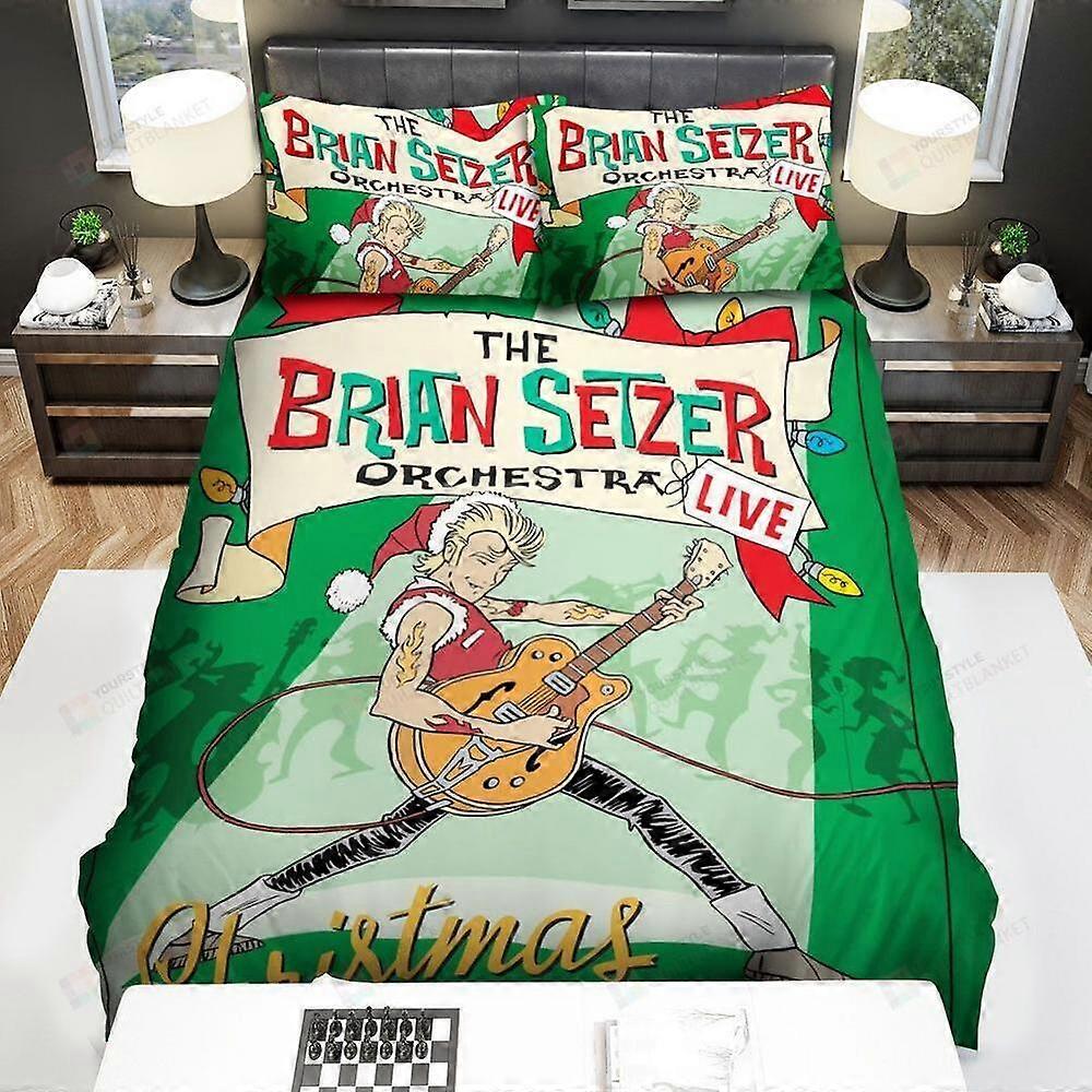 v5128 Lençóis A Orquestra Brian Setzer Natal Álbum Ao Vivo Verde Capa de Edredão Conjunto Lençóis IU5128