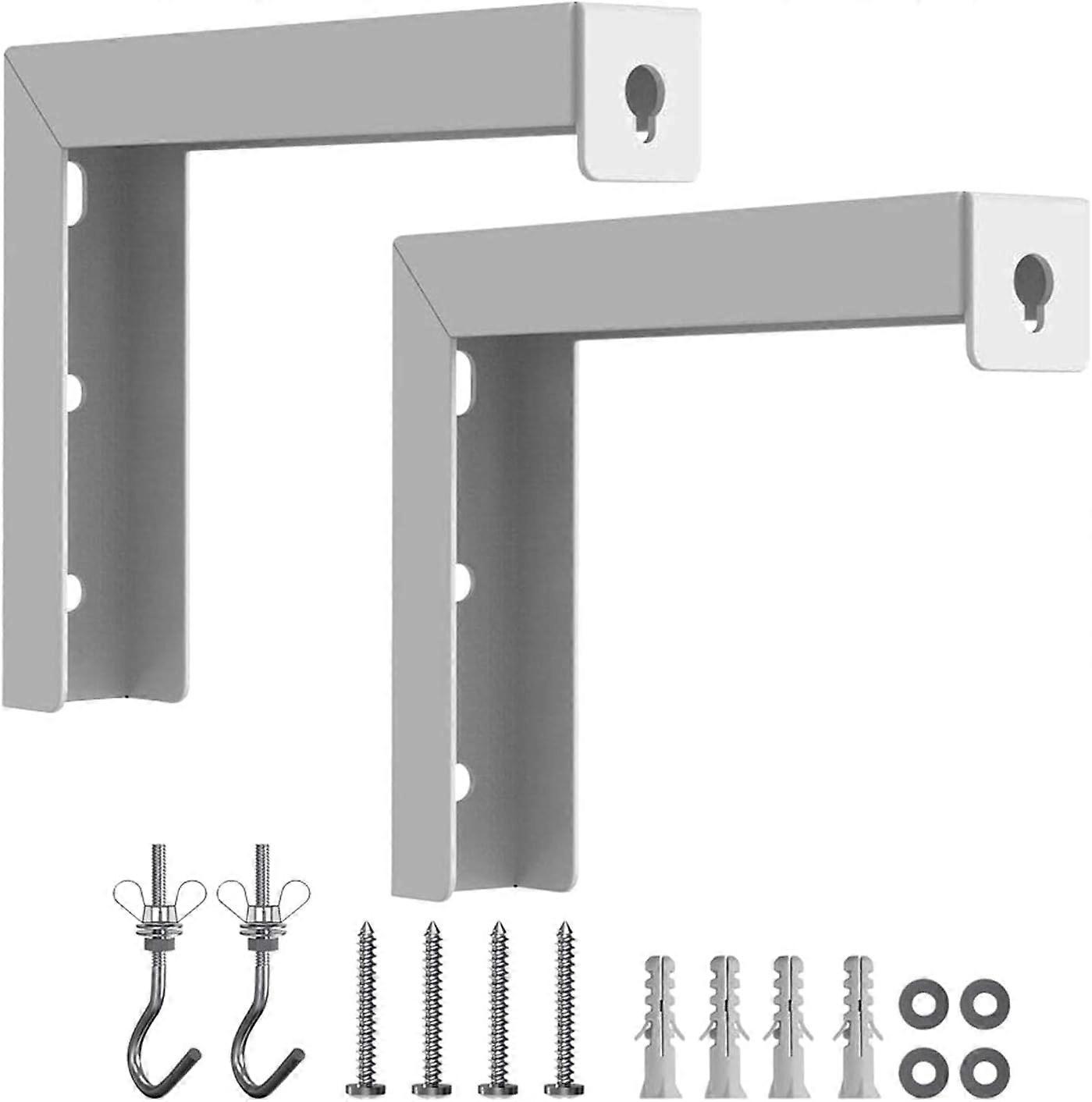 Universal Projector Screen Wall Mount, 1 Pair Projector Screen Mounting Brackets L Brackets Adjustable Mounting Hooks (White)