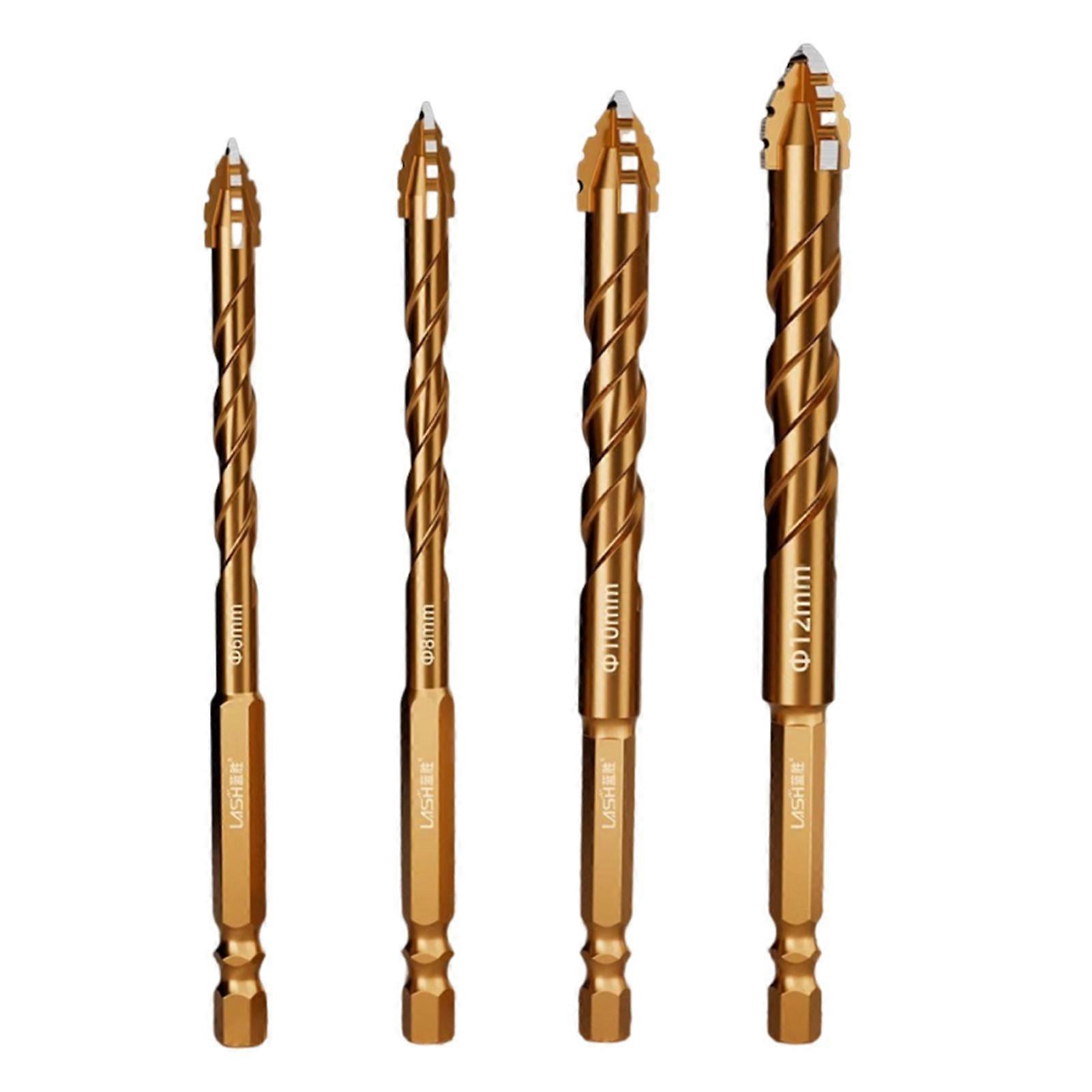 Upgraded 4 Edged Saw Tooth Drills for Tile Drilling 4pcs Crooked Tip Eccentric Drill BitsQuick Tile Drill Bits