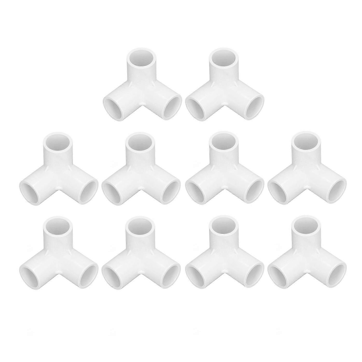 10PCS 3 Way Pipe Fittings PVC Plastic Right Angle Tee Corner Connector 20mm Inner Diameter White