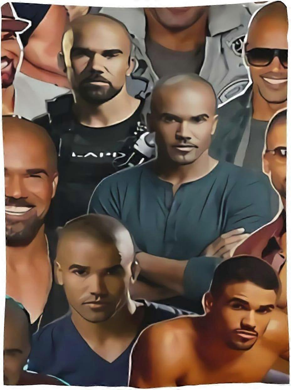 Shemar Moore mjuk varm flanellfilt perfekt för vardagsrum, sovrum, picknick, strand, yoga, bäddsoffa, camping, resegåva alla årstider MI-28