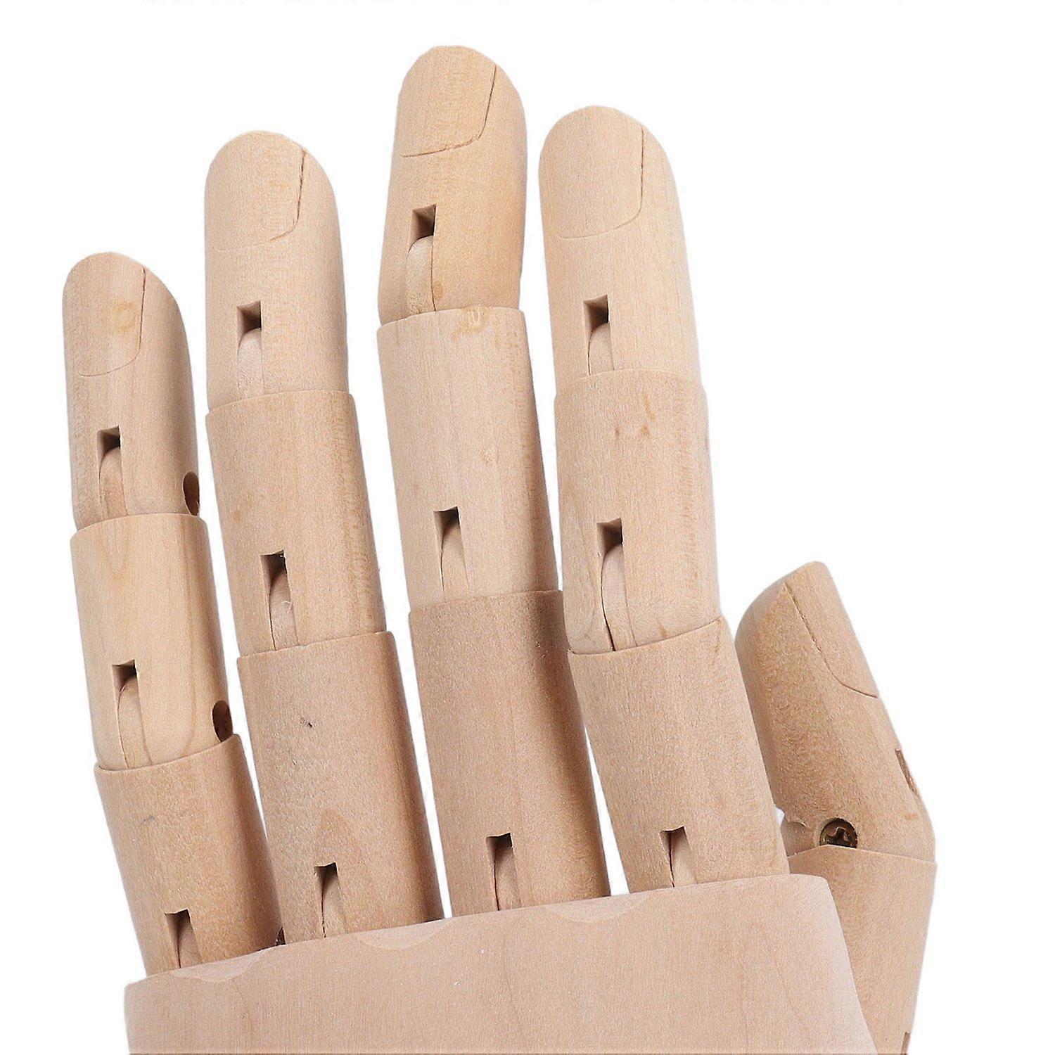 11.8in Wood Hand Model Non Slip Flexible Wooden Manikin Hand for Jewelry Display Sketch Painting Off