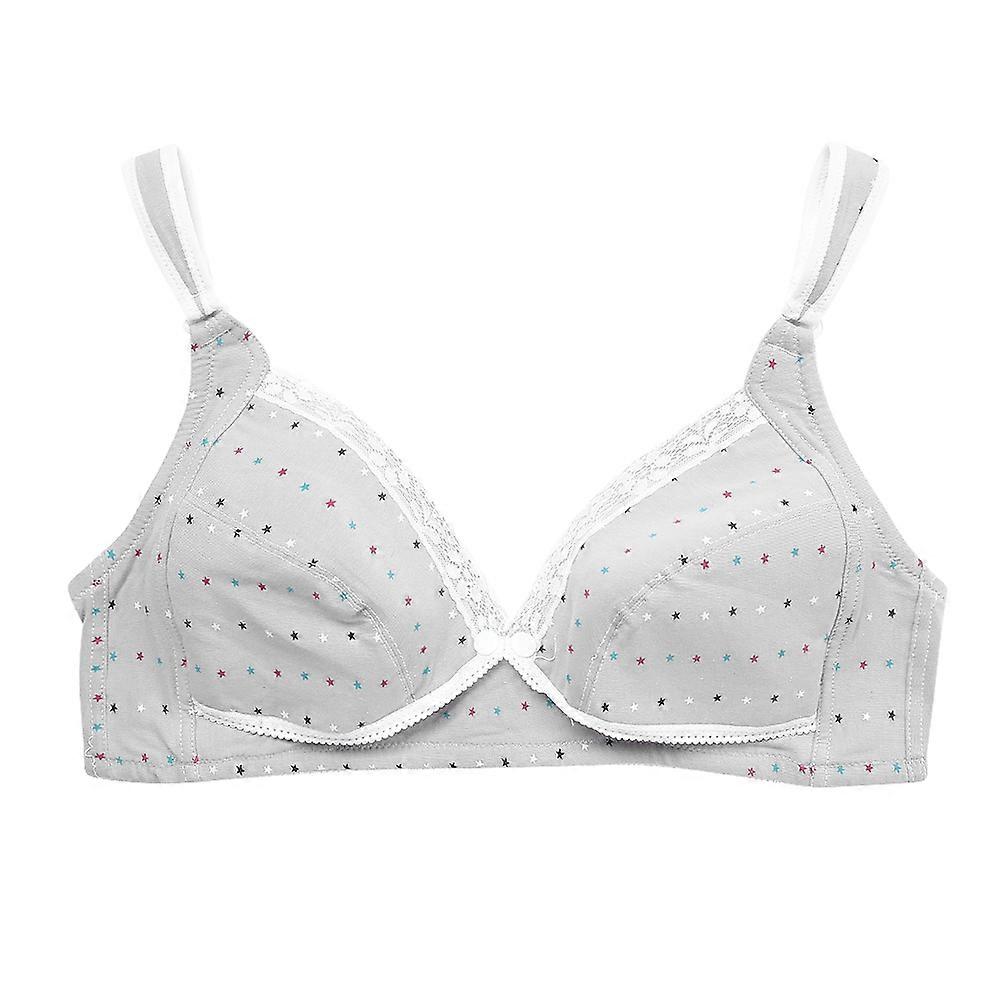 Babysbreath Lace Front Opening Button Without Underwire Lactation Bra Underwear (Gray 85)