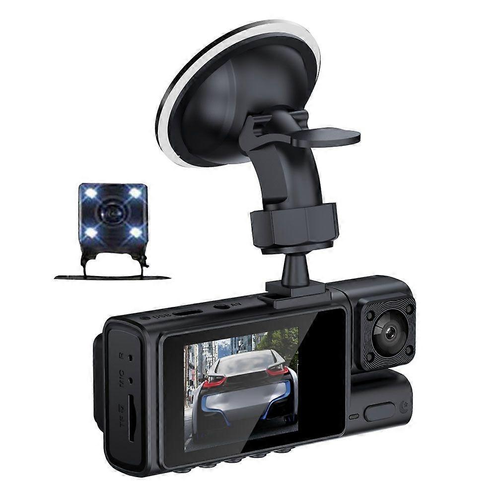 3 Cameras Dash Cam Parking Monitoring Clear Car Rearview Mirror Car Video Recording Camcorder Wide Angle Car Camera Recorder WIFI Interconnection Auto